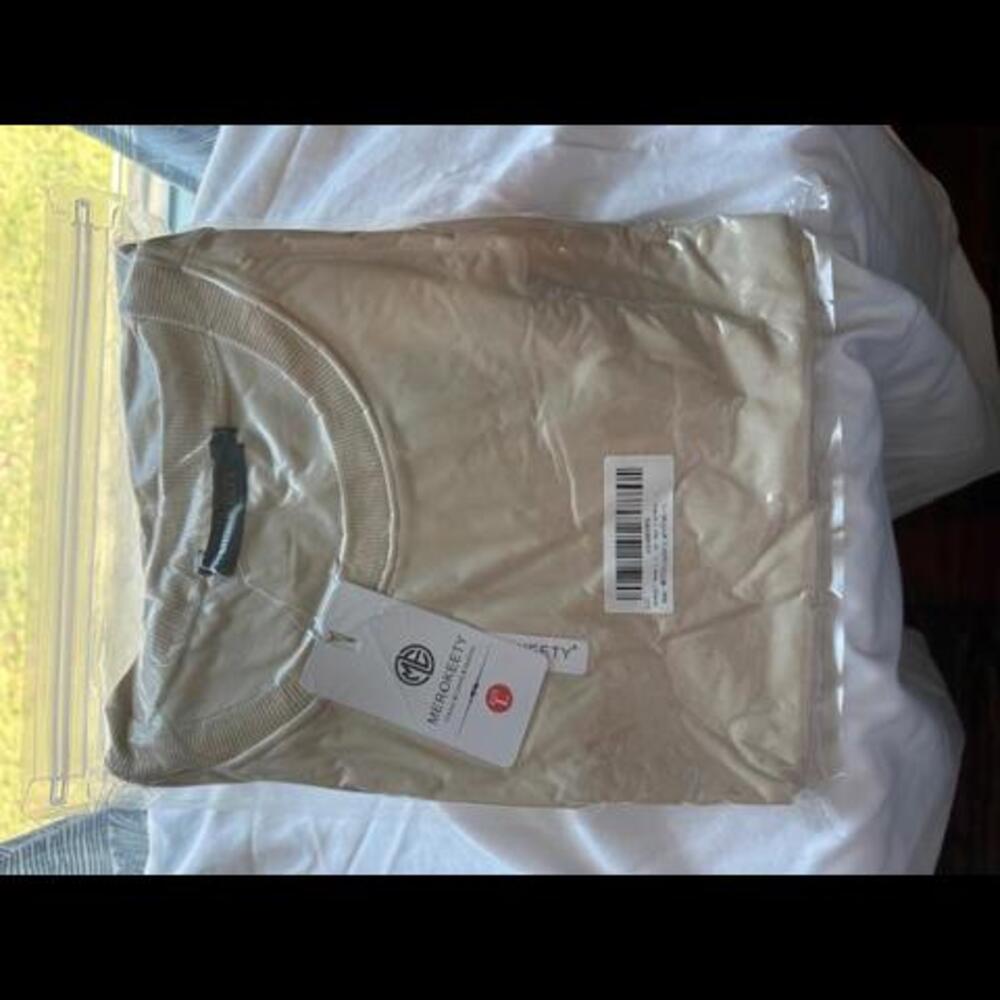 NWT Merokeety Sweatshirt Vest in Light Khaki, Size Large - Picture 2 of 2